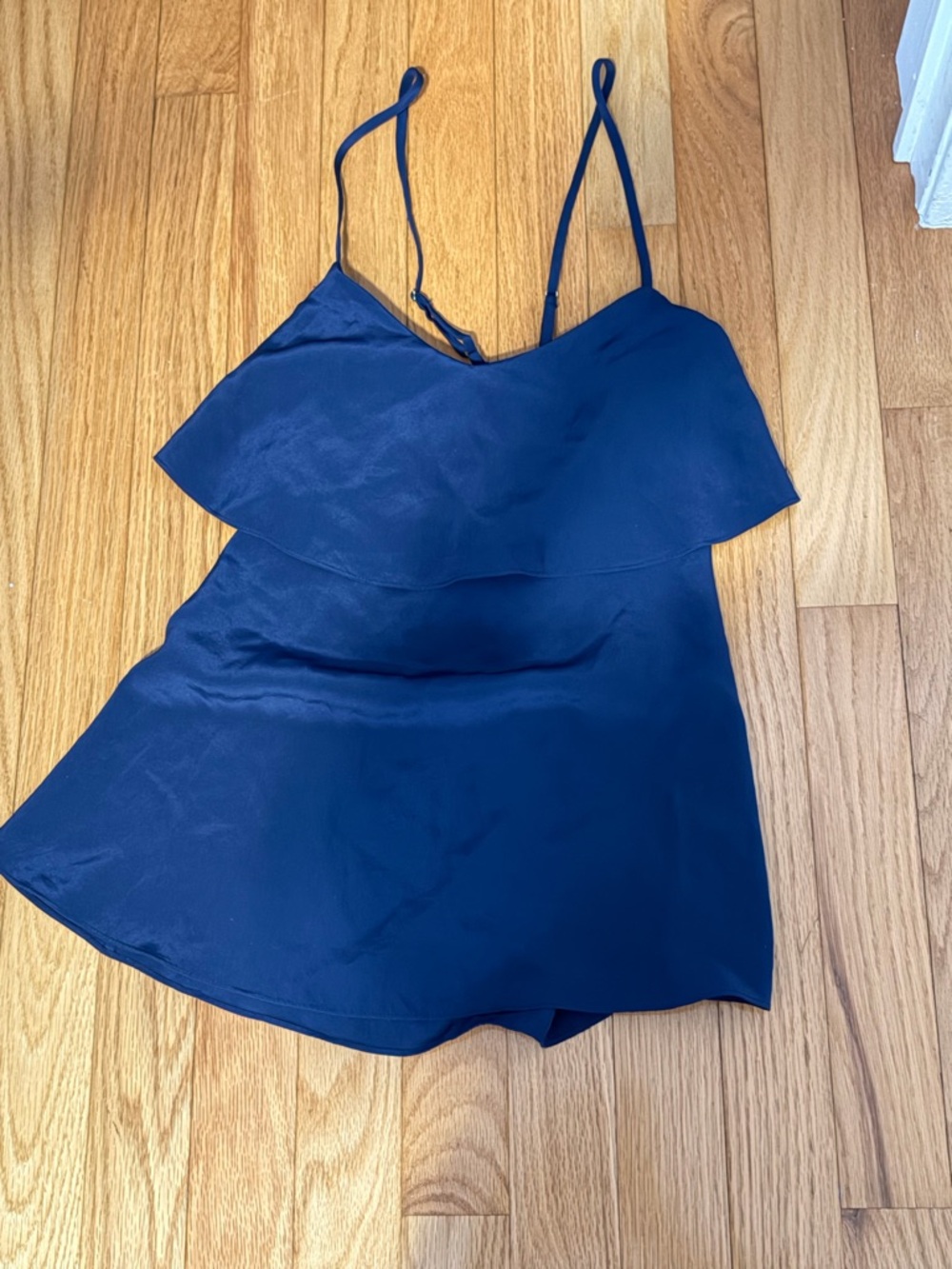 Lilly Pulitzer Silk Navy Blue Ruffle Spaghetti Strap Camisole